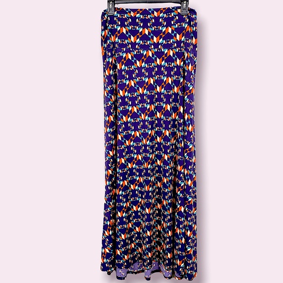 LuLaRoe MAXI skirt modal NEW womens size XL eggplant geometric abstract teal - Picture 4 of 6